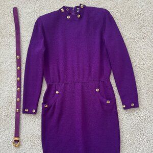 Timeless vintage,  long-sleeved St. John knit sweater dress, size 4